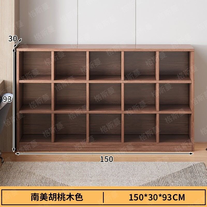 原木色书柜格子柜组合柜展示柜家用客厅收纳柜落地置物柜书架柜子