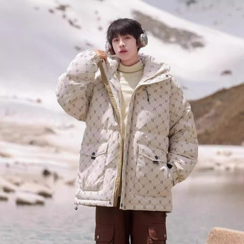 2024 Winter New Duck Down Jacket Elegant All-match Thickened Men's and Women's Short Fashionable Hooded Jacket