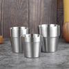Amazon 304 Double-Layer Stainless Steel Cup Anti-Scalding Step Straight Sand Beer Milk Tea Cup Soju Coffee Cup Outdoor