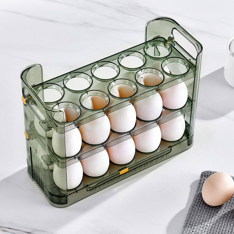 Refrigerator Side Door Special Reversible Egg Tray Kitchen Organizer Egg Rack Three-Layer Storage Rack Egg Storage Box