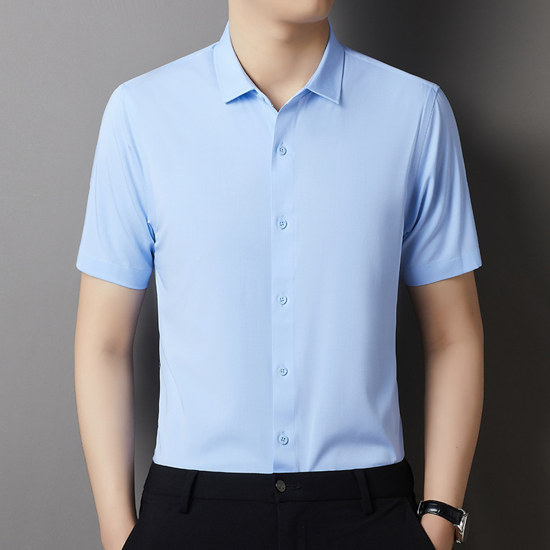 Áo Sơ Mi Nam Chất Liệu Lụa Tơ Tằm Ngắn Tay Hàng Mùa Hè Phong Cách Trẻ Trung