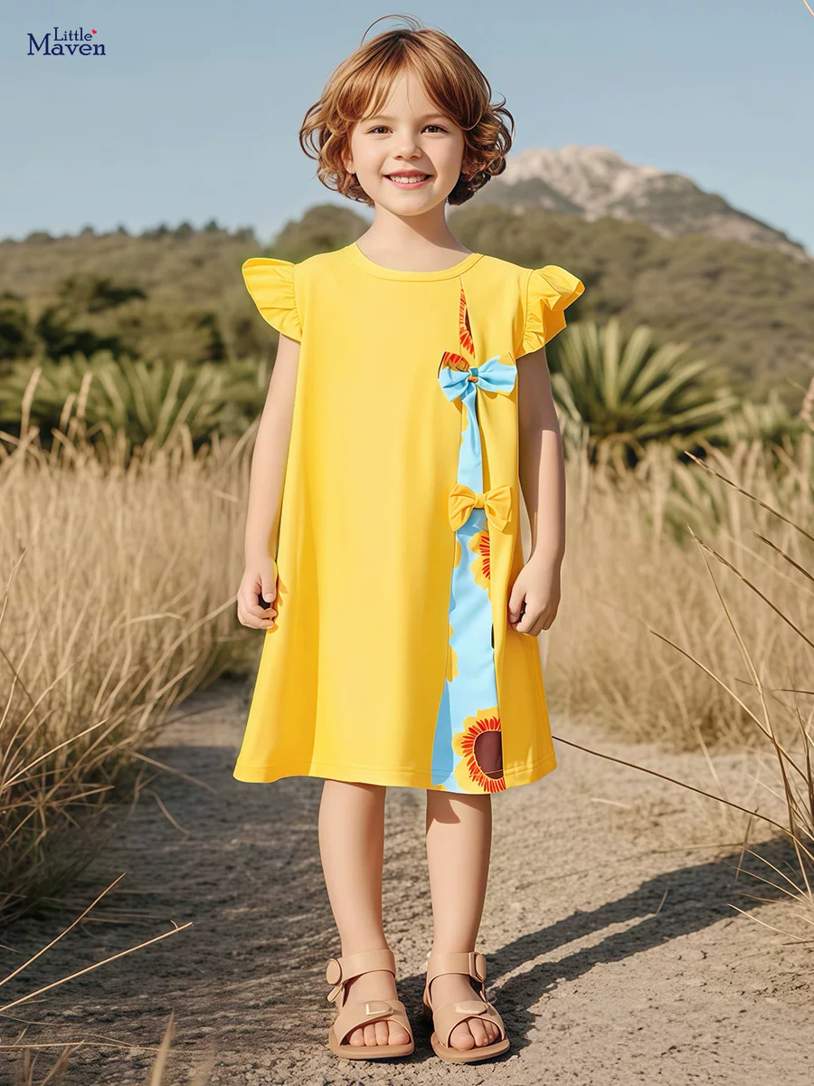 Cute Kids' Summer Short-Sleeve Dress, Girls' Printed Dress