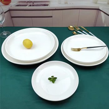 Wholesale hotel tableware hot dish restaurant Restaurant fried chicken plate chopped pepper fish head plate fruit plate multi-purpose pure white ceramic plate