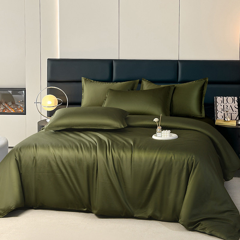 60-Count Satin Long-Staple Cotton Four-Piece Set, Pure Cotton Three-Piece Set, Hotel Solid Color High-End Elegant Bedding