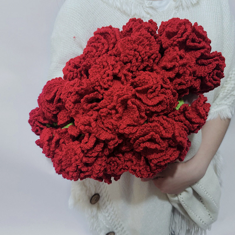 Carnation bouquet blanket crocheted rose blanket hand woven blanket mother's day gift wool blanket creative flower