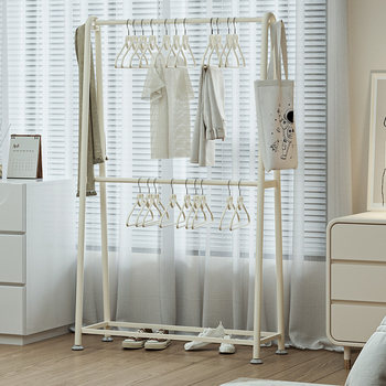 Two-Layer Clothes Rack for Hanging Clothes on the Floor, Bedroom Coat Rack, Household Thickened Clothes Rack, Dormitory Clothes Drying Rod