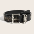 1580 # Car cross flower (1580 # Car cross flower (black with leopard print cross leather patch)