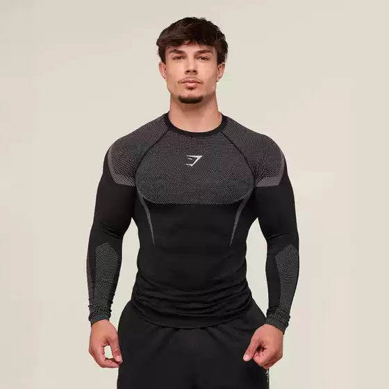 Fitness Top Men's Cross border Hot Style GYMSHARK Tight Clothes Men's Running Training Long Sleeve T-shirt Muscle Shark