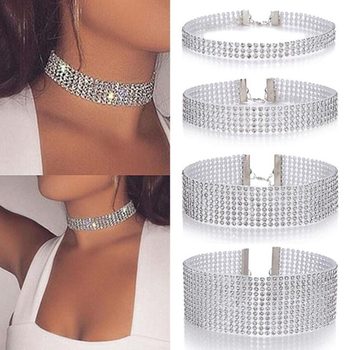 AliExpress Explosions Luxury Diamond Necklace Clavicle Chain European and American Fashion Jewelry Neck Chain Collar choker
