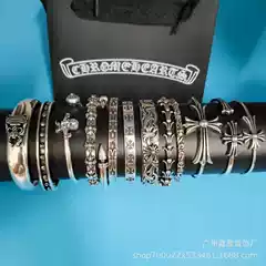 ch Crow's Vintage Cross Opening Bracelet Skull Bullet Nail Text Sword Bracelet for Men and Women Couple