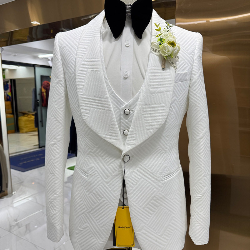 white suit men's wedding casual host suit 3-piece set