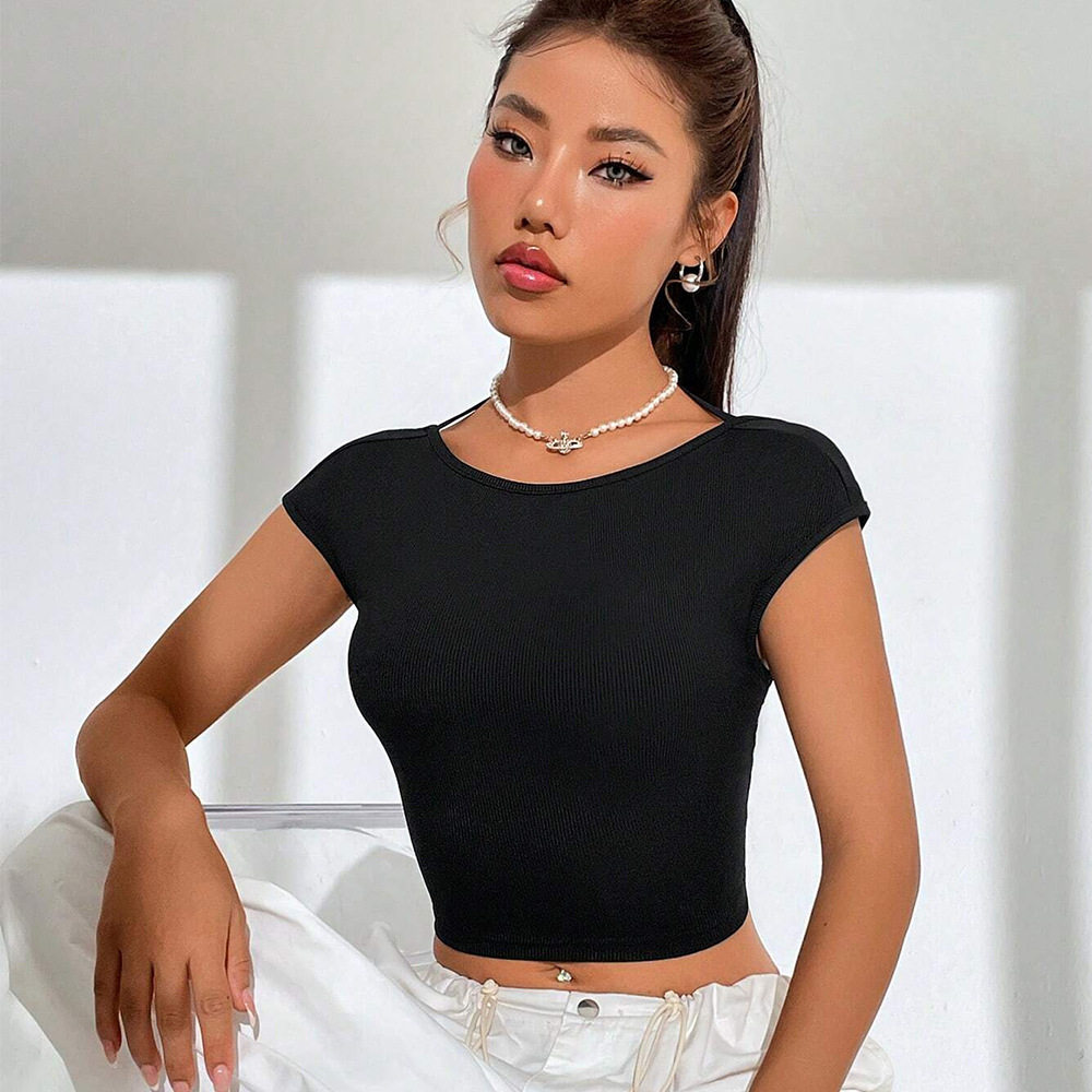 Womens Sexy Backless T Shirt Short Sleeve Sweet and Spicy Style Spring Summer Fashion Wholesale Available