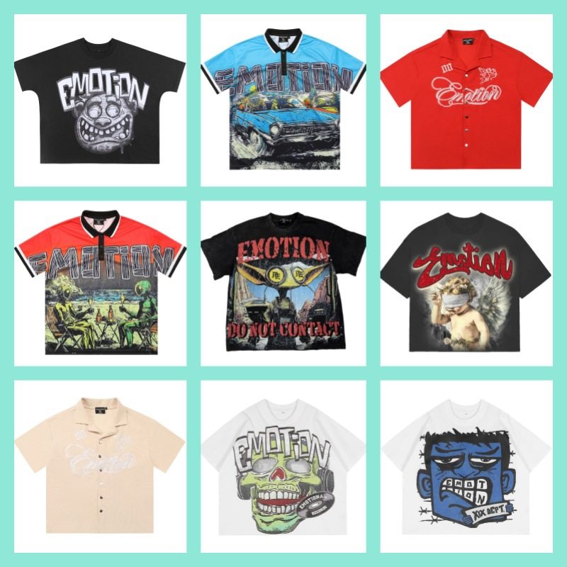เสื้อโปโลตาข่าย คอลเลกชันเสื้อแขนสั้น ดีไซน์หรูหรา สไตล์อเมริกัน ลายอารมณ์ผสมผสาน เสื้อผ้าผู้ชาย