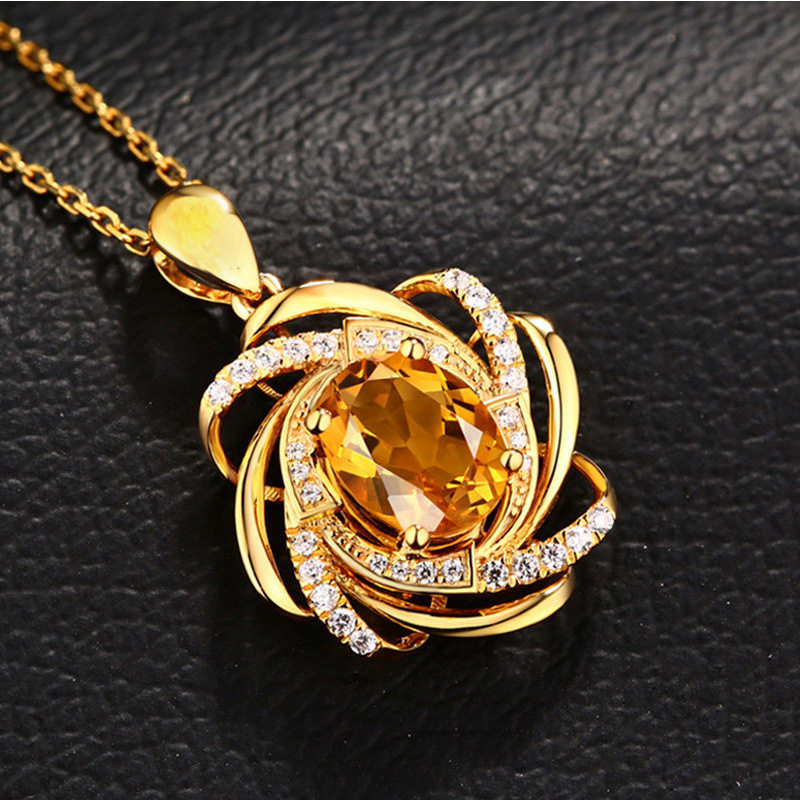 Foreign trade jewelry pendant necklace wholesale female minority design sense European and American fashion flower sapphire clavicle chain accessories