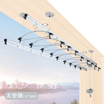 Balcony Hand-Operated Lifting Clothes Drying Rack Double-Pole Indoor Thickened Clothes Drying Rack Single-Pole Multi-Functional Clothes Drying Rack