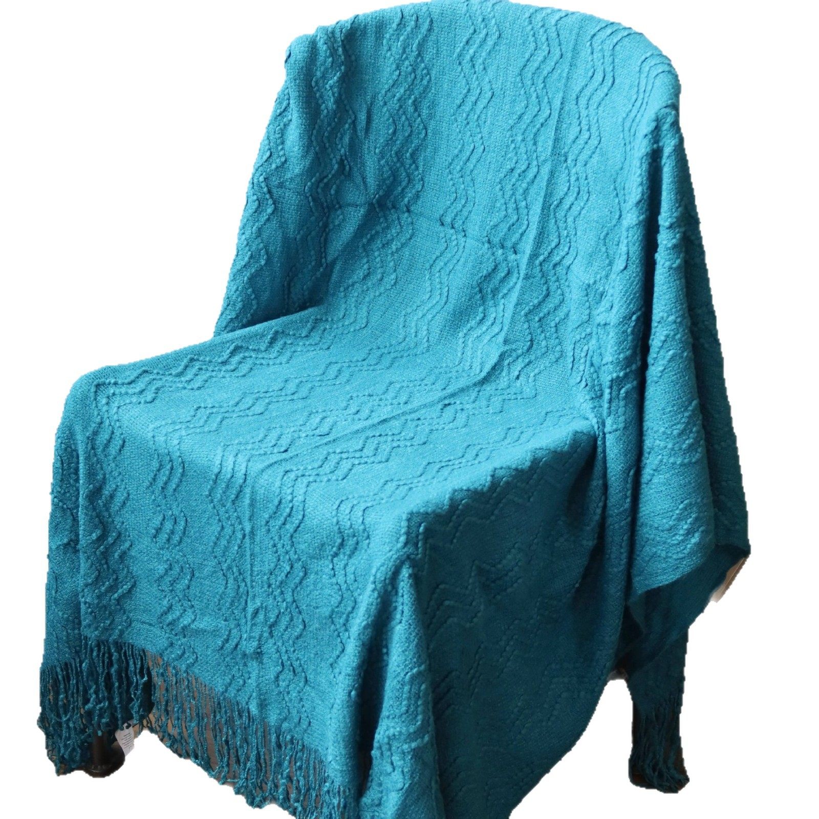 [Tassel Blanket] Home Tassel Knitted Blanket B&B Bedside Scandinavian Sofa Blanket Bedside Cover Blanket Solid Color Shawl