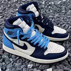 Wholesale Pure Original First-Layer Cowhide Aj1 High-Top Obsidian Men's and Women's Sneakers Couple Sports Shoes Comfortable Basketball Shoes