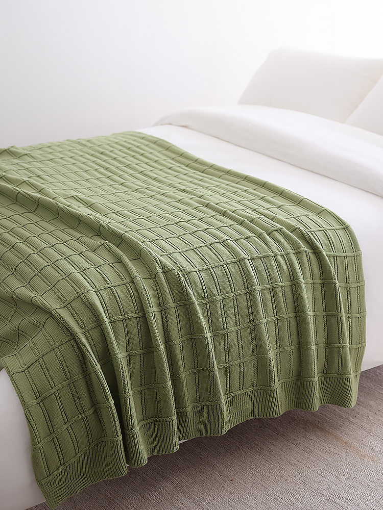 American Knitted Thickened Knitted Wool Blanket Solid Color Simple Wind Cross-border New Bed End Towel Blanket