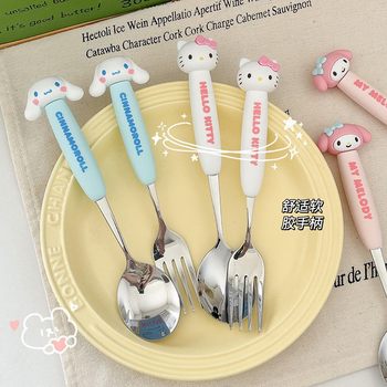 High-value creative Sanrio Kulomi spoon fork set 304 stainless steel spoon children's student convenient tableware