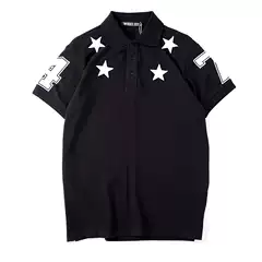 European and American Fashion Brand New Couple Ins Stylish Versatile Embroidered Five-Pointed Star Men's and Women's Pure Cotton Polo Shirts