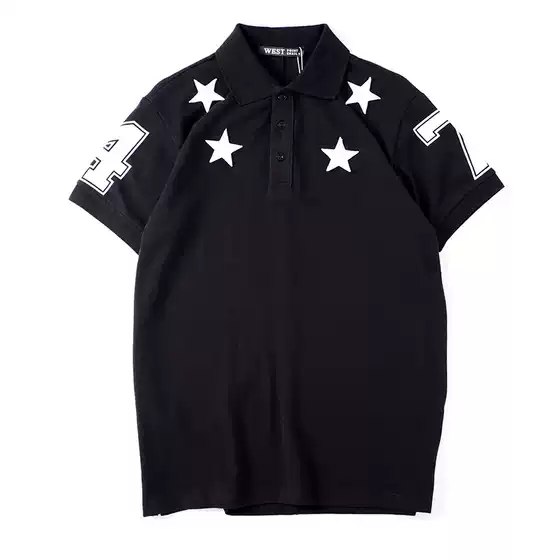 European and American Fashion Brand New Couple Ins Stylish Versatile Embroidered Five-Pointed Star Men's and Women's Pure Cotton Polo Shirts