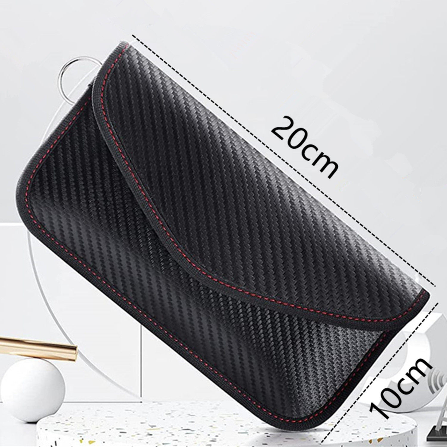 2024 Amazon Carbon Fiber Rfid Car Key Shielding Bag Faraday Bag Anti-Theft Anti-Scan Key Fob Case
