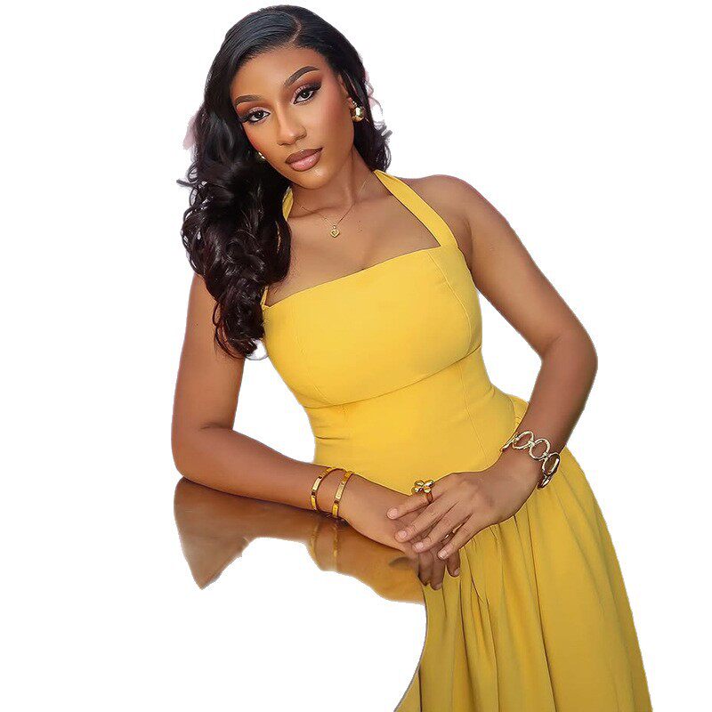 A Line Dress Waist Defining Slim Fit Pleated Solid Color Elegant Evening Wear for Parties OEM Available