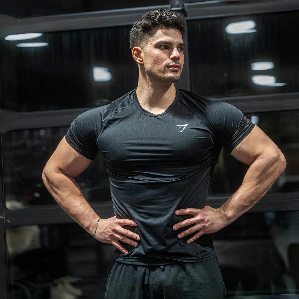 Быстросохнущие колготки Gymshark element, эластичная мужская футболка с короткими рукавами для занятий спортом и фитнесом, хорошо облегающая Изображение 1