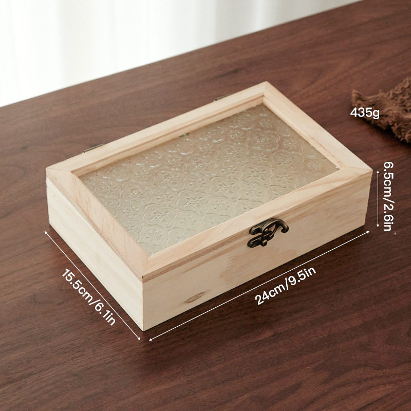 【原木色】パイン 【Mサイズ】ベゴニアの花のジュエリーボックス