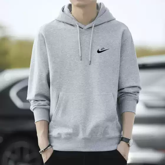 Hooded hoodie men's autumn new item men's solid color hoodie sports youth loose top men's clothing can add logo