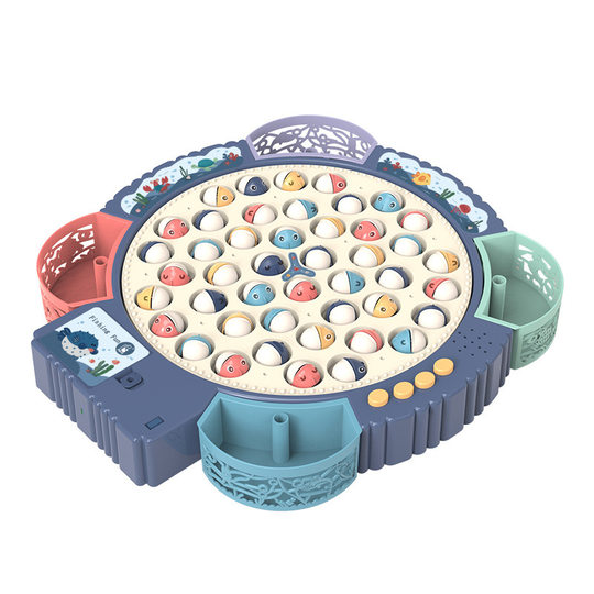 Multi-functional electric fishing plate toy music rotating magnetic fishing rod set educational early education baby gift
