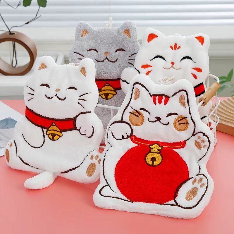 Lucid Cat Wall-mounted Convenient Hand Towel Cute Children's Toilet and Kitchen Dual-use Cartoon Towel for Hair