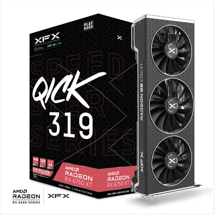 Дискретная видеокарта XFX game gaming design RX6750XT объемом 12 ГБ зарубежной версии V2 DDR6 Изображение 1