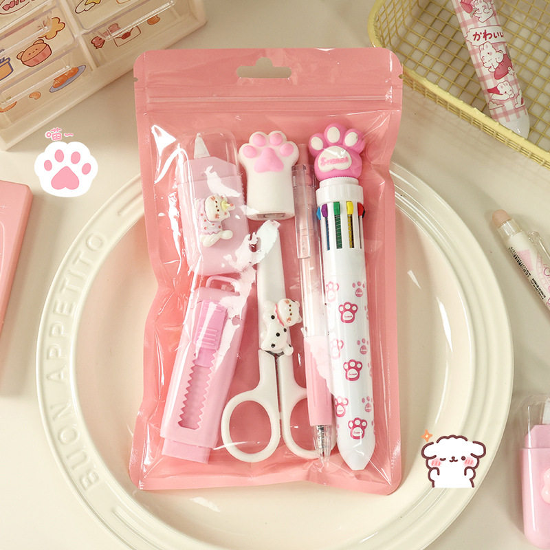 Cross-Border Student Cat Stationery Supplies, High-Looking Ins Style, Simple and Cute, Large-Capacity Practical Set, Souvenir