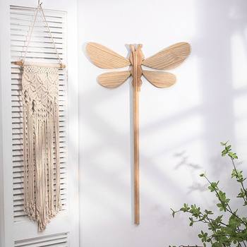 G5U Creative Clothes Rod Clothes Rack Clothes Hanger Solid Wood Dragonfly Wall Decoration Home Decoration