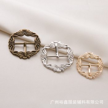 Metal Japanese Buckle Hem Dress Corner Knot Buckle Geometric Corner Buckle European-style Carved Belt Buckle Head Pin Pattern Buckle