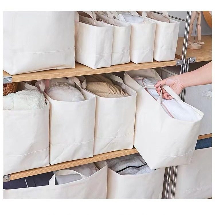 Clothes Finishing Wardrobe Storage Bag Clothes Storage Basket Canvas Finishing Fabric Storage Bag Making Storage Items