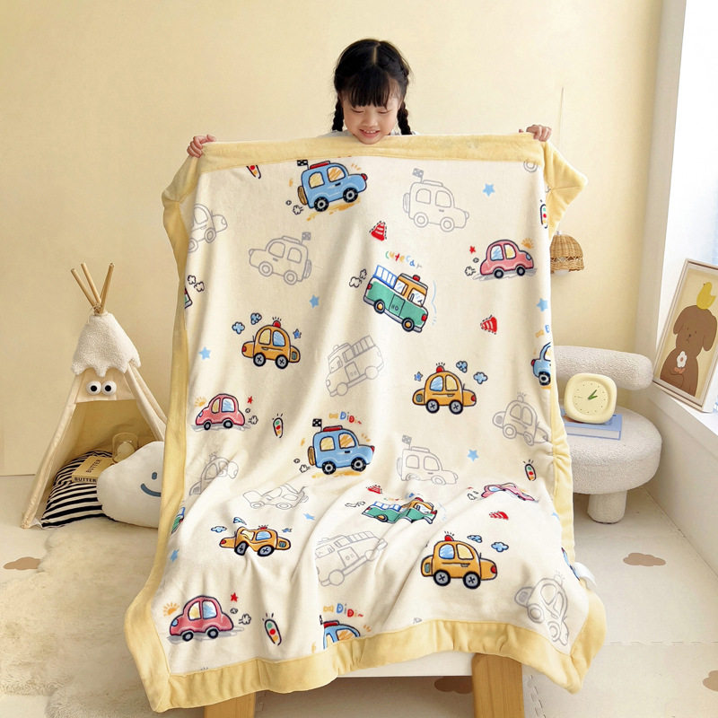 Class A Children's Thickened Milk Velvet Blanket for Kindergarten Pupils Single Bed Nap Warm Blanket for Autumn and Winter