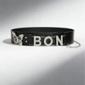 Rhinestone butterfly letter belt black