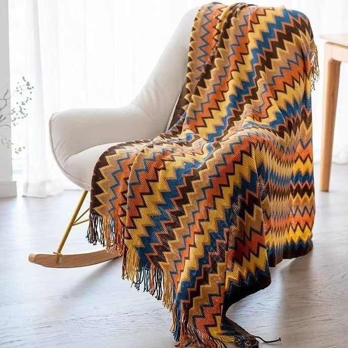 Bohemian Style Knitted Blanket, Yarn Blanket, Sofa Blanket, Office Nap Blanket, Air Conditioning Blanket, Bed End Towel, Nordic Blanket