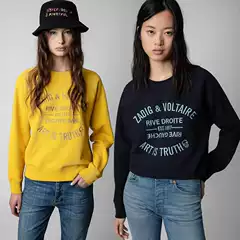 2025 Autumn and Winter New French Niche Zv Classic Letter Embroidered Raglan Sleeves Round Neck Women's Sweatshirt