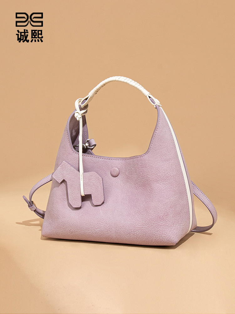 Túi xách nữ dáng xô đeo chéo màu pastel phong cách Hàn Quốc — Nhà máy riêng, có thể tùy chỉnh theo yêu cầu., W2675 # Màu đen sương mù, W2675 # Màu xanh sương mù, W2675 # Sô cô la