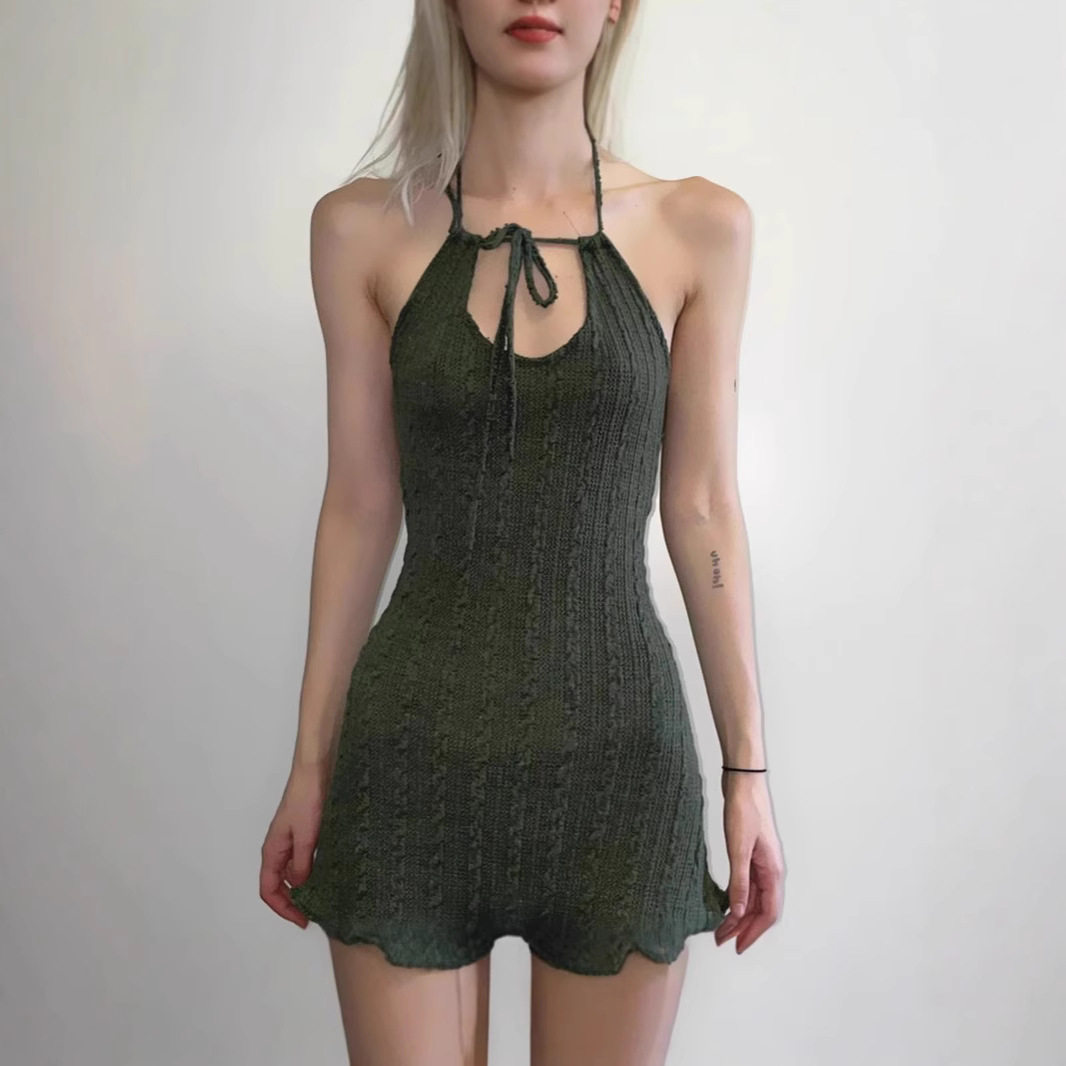 Halter Neck Bodycon Dress Elegant Ruffle Trim Sexy Fit Autumn Fashion Perfect for Parties and Events Wholesale