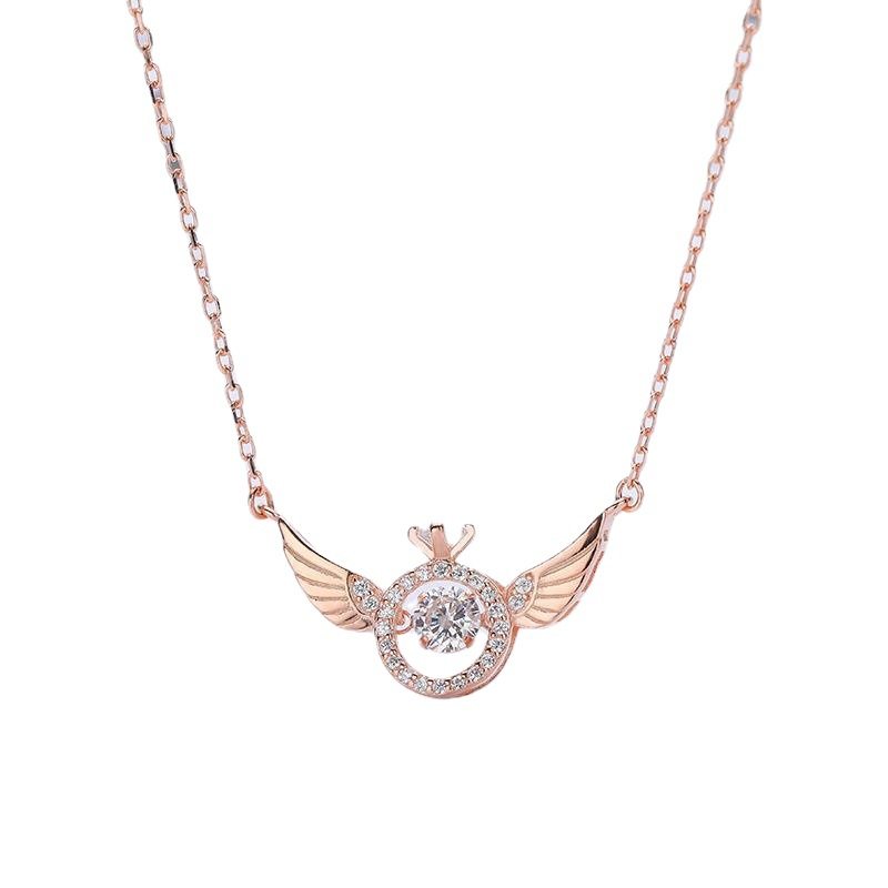 Angel Smart Necklace Clavicle Chain Beating Heart Wings Female Niche Design Simple Flying Wings Inlaid with Gold Plating