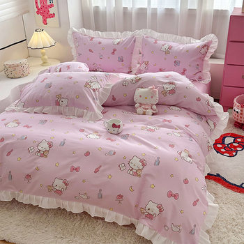Sanrio series lace cotton cartoon printing four-piece set cute girl style bedding wholesale delivery