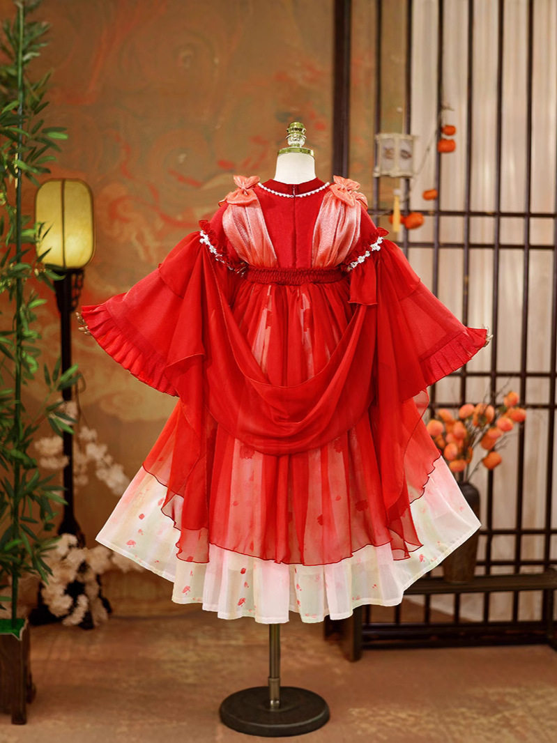 Girls' Hanfu Spring and Autumn Long Sleeve Baby Girl Tang Suit Chinese Style Princess Dress Children's Super Fairy Dress