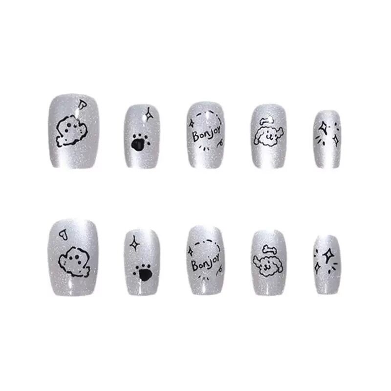 Manicure Wearable Nails Short Cartoon Cute Puppy Student Wearable Manicure Whitening Temperament Removable Finger Nail Stickers