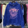 Spider web pink [blue hooded sweatshirt]