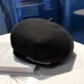 Letter Embroidered Beret - Black