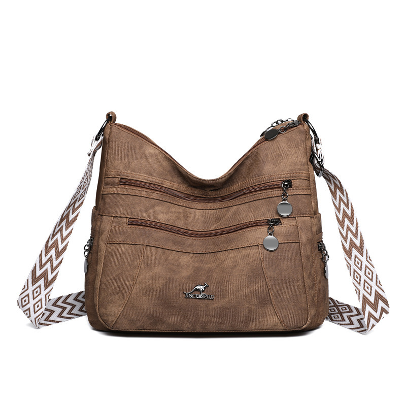 Túi tote nữ đeo vai cỡ trung chất liệu nylon mềm, nhiều ngăn tiện dụng — màu đen, Màu nâu, màu xám, Màu xanh dương